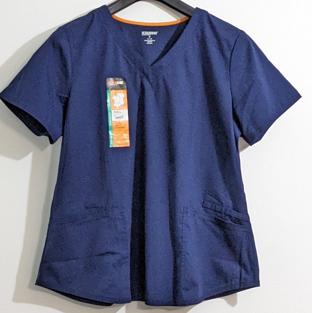 ScrubStar Women's Blue Soft Stretch V Neck Scrub Top, Size XLarge, New With Tag